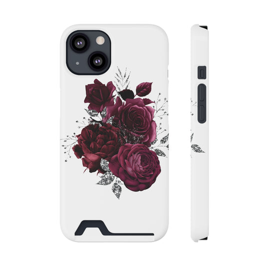 Tink Publishing Burgundy Rose Phone Case With Card Holder