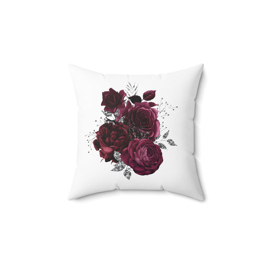 Tink Publishing Burgundy Rose Spun Polyester Square Pillow