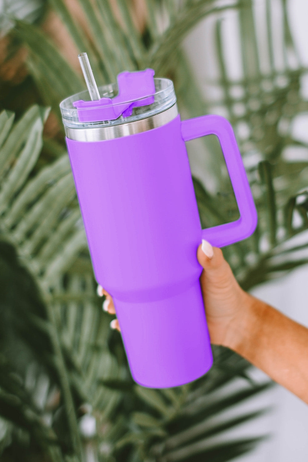 Purple 304 Stainless Steel Insulated Tumbler Mug With Straw