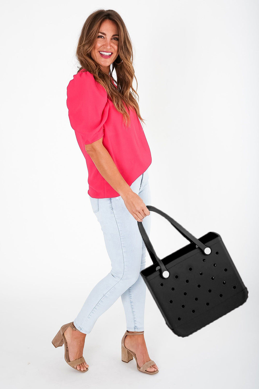 Black Red 38*13*32cm Simple Eva Cut Out Large Tote Bag