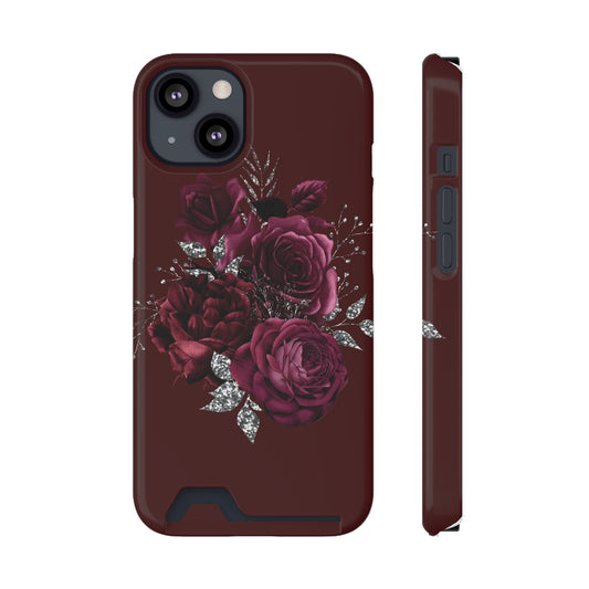 Tink Publising Burgundy Rose Phone Case With Card Holder