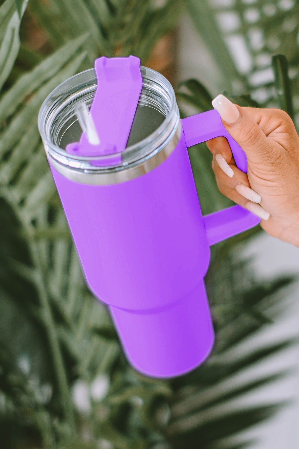 Purple 304 Stainless Steel Insulated Tumbler Mug With Straw