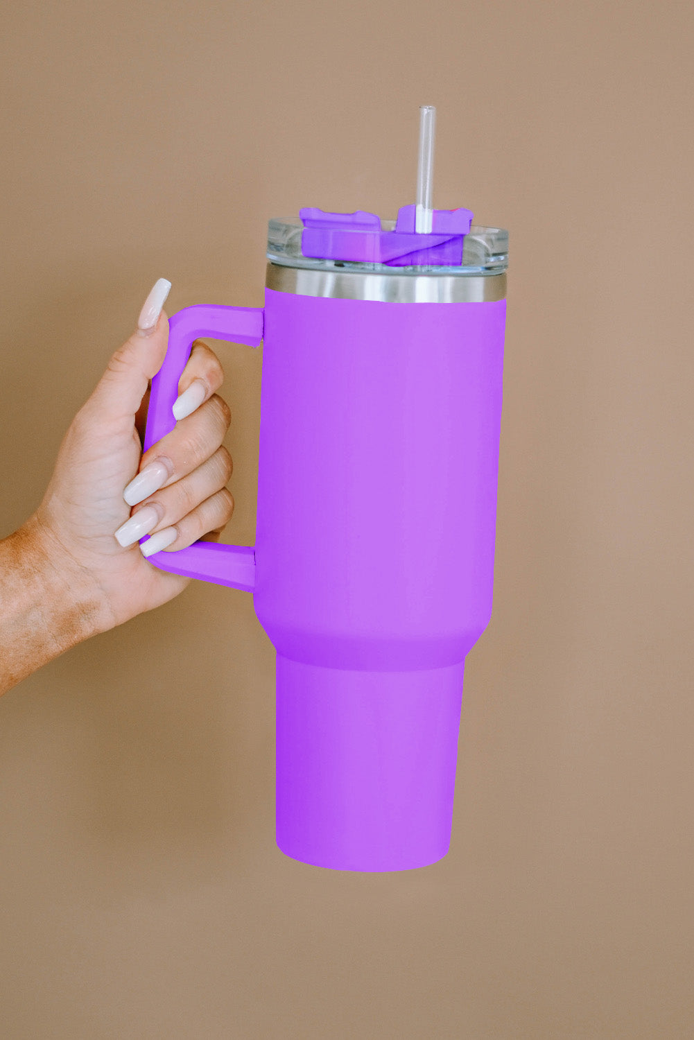 Purple 304 Stainless Steel Insulated Tumbler Mug With Straw