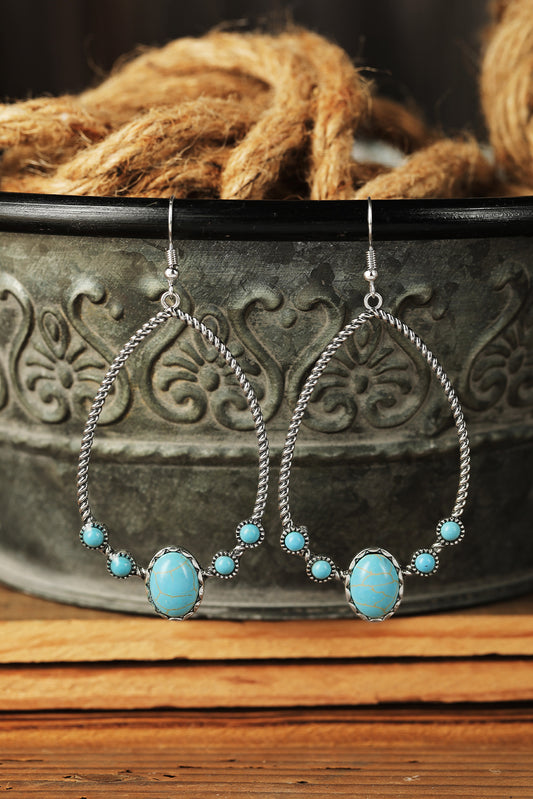 Silver Vintage Turquoise Water Drop Hook Earrings